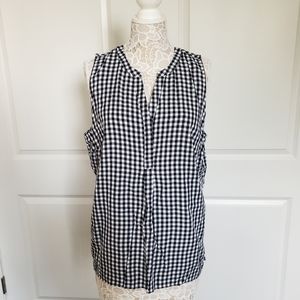Brand new beautiful navy/white plaid tank blouse